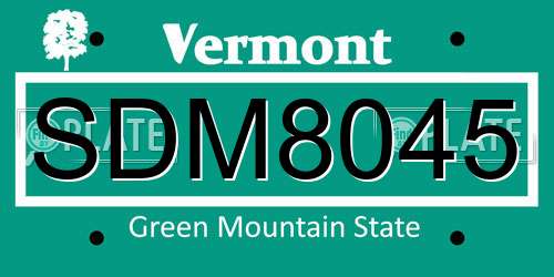 SDM8045 Vermont License Plate