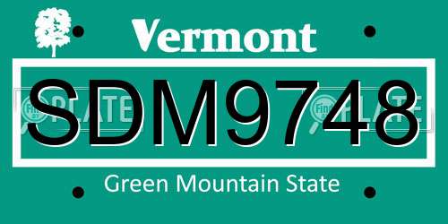 SDM9748 Vermont License Plate