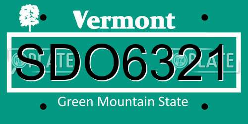 SDO6321 Vermont License Plate