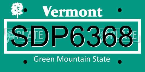 SDP6368 Vermont License Plate