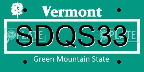 SDQS33 Vermont License Plate