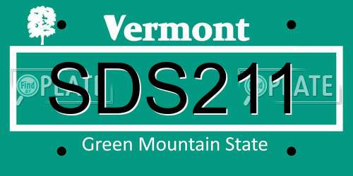 SDS211 Vermont License Plate