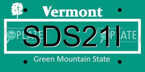SDS21I Vermont License Plate
