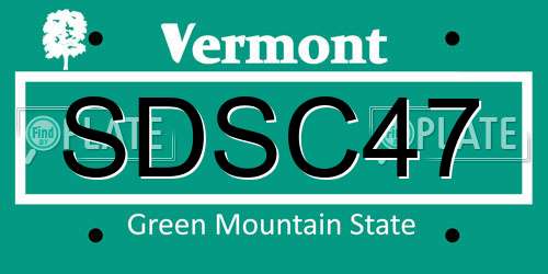 SDSC47 Vermont License Plate