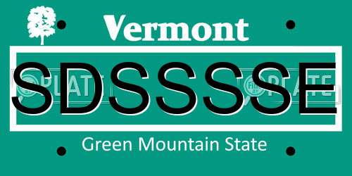 SDSSSSE Vermont License Plate