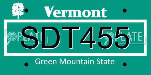 SDT455 Vermont License Plate