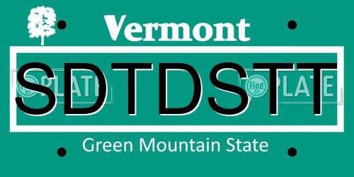 SDTDSTT Vermont License Plate