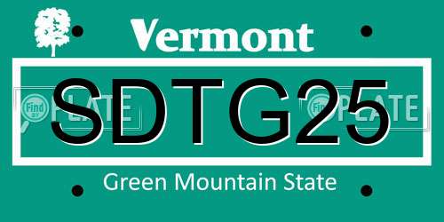 SDTG25 Vermont License Plate