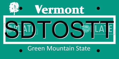 SDTOSTT Vermont License Plate