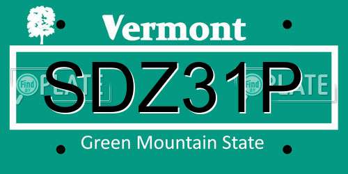 SDZ31P Vermont License Plate