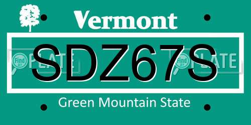 SDZ67S Vermont License Plate