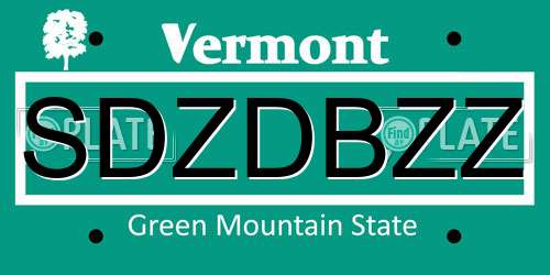 SDZDBZZ Vermont License Plate