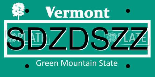 SDZDSZZ Vermont License Plate