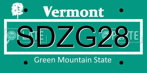 SDZG28 Vermont License Plate