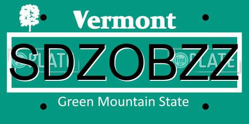 SDZOBZZ Vermont License Plate