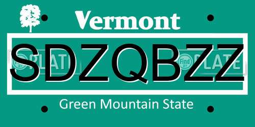 SDZQBZZ Vermont License Plate