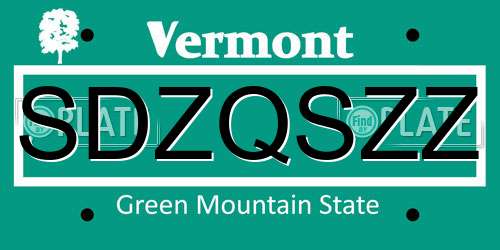 SDZQSZZ Vermont License Plate