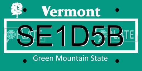 SE1D5B Vermont License Plate