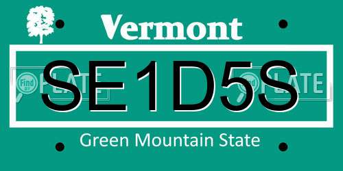 SE1D5S Vermont License Plate