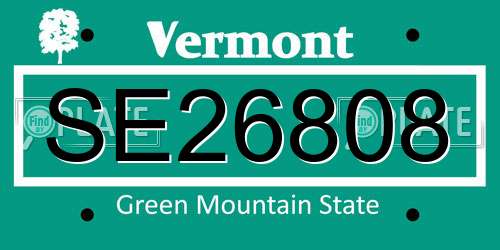 SE26808 Vermont License Plate
