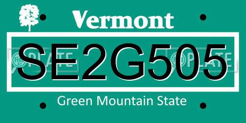 SE2G505 Vermont License Plate