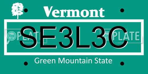 SE3L3C Vermont License Plate