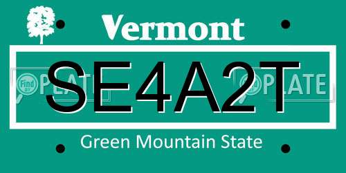 SE4A2T Vermont License Plate