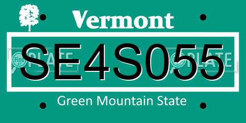 SE4S055 Vermont License Plate
