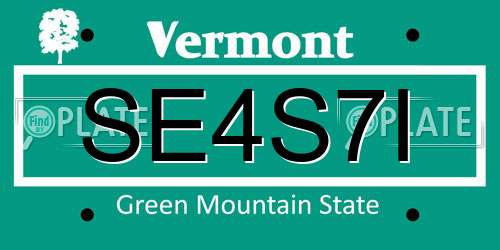 SE4S7I Vermont License Plate