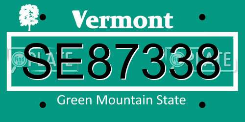 SE87338 Vermont License Plate