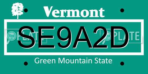 SE9A2D Vermont License Plate