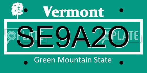 SE9A2O Vermont License Plate