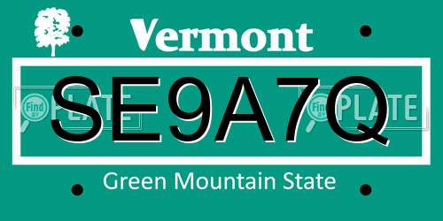 SE9A7Q Vermont License Plate