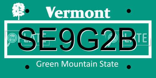 SE9G2B Vermont License Plate
