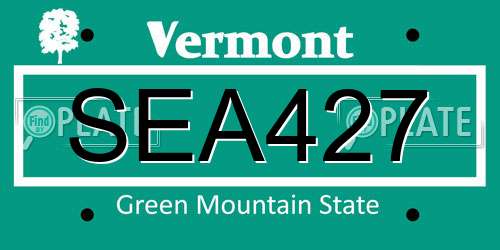 SEA427 Vermont License Plate