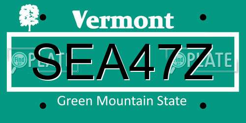 SEA47Z Vermont License Plate