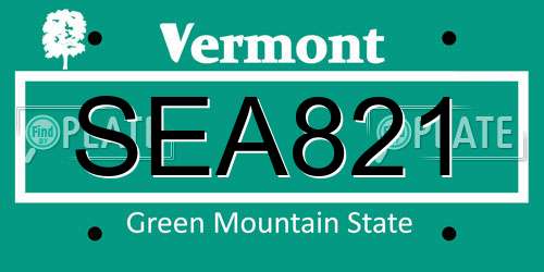 SEA821 Vermont License Plate