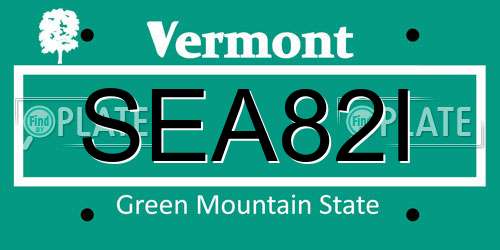 SEA82I Vermont License Plate