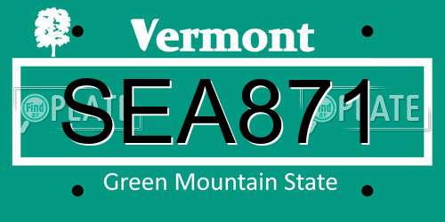 SEA871 Vermont License Plate