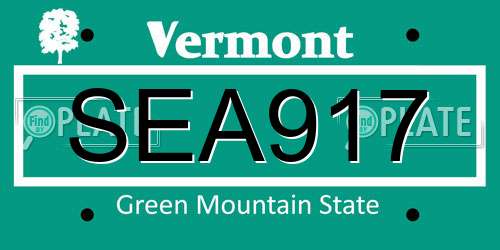 SEA917 Vermont License Plate