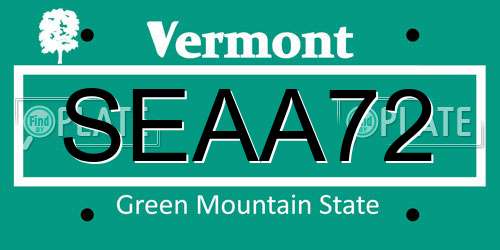 SEAA72 Vermont License Plate