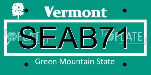 SEAB71 Vermont License Plate