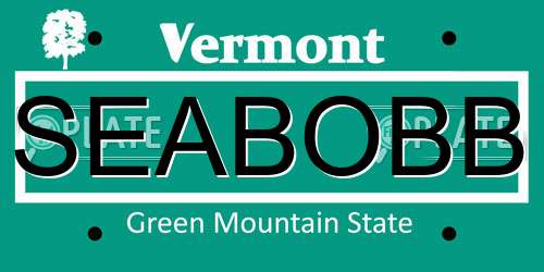 SEABOBB Vermont License Plate
