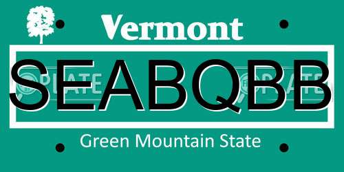 SEABQBB Vermont License Plate