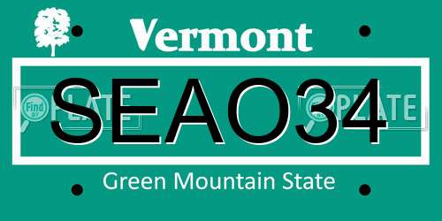 SEAO34 Vermont License Plate