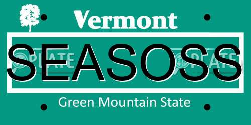 SEASOSS Vermont License Plate