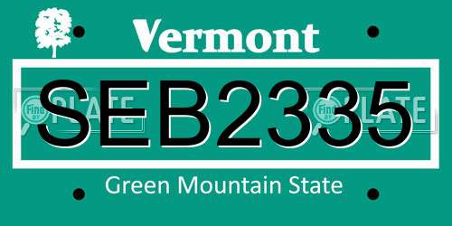 SEB2335 Vermont License Plate