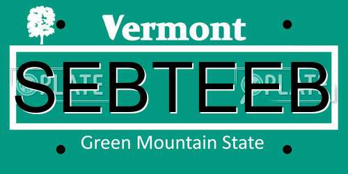 SEBTEEB Vermont License Plate