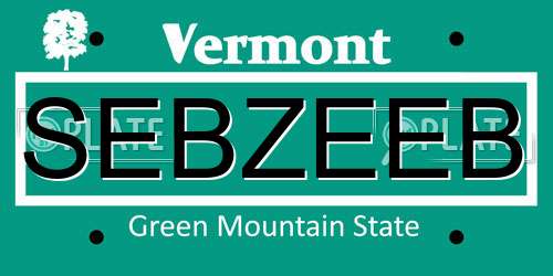 SEBZEEB Vermont License Plate