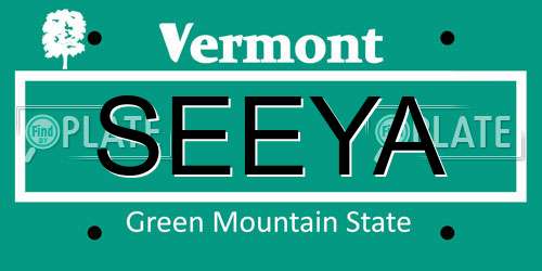 SEEYA Vermont License Plate